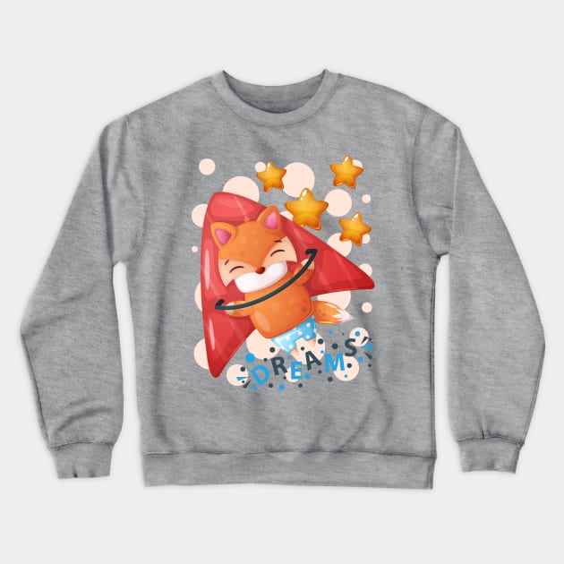 Flying Fox Has Dreams Crewneck Sweatshirt by Katheryn's Studio